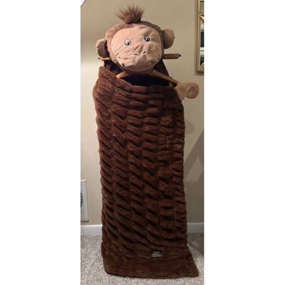 Minky Couture Huggable Monkey Blanket Robe - Brown - 35”x50”